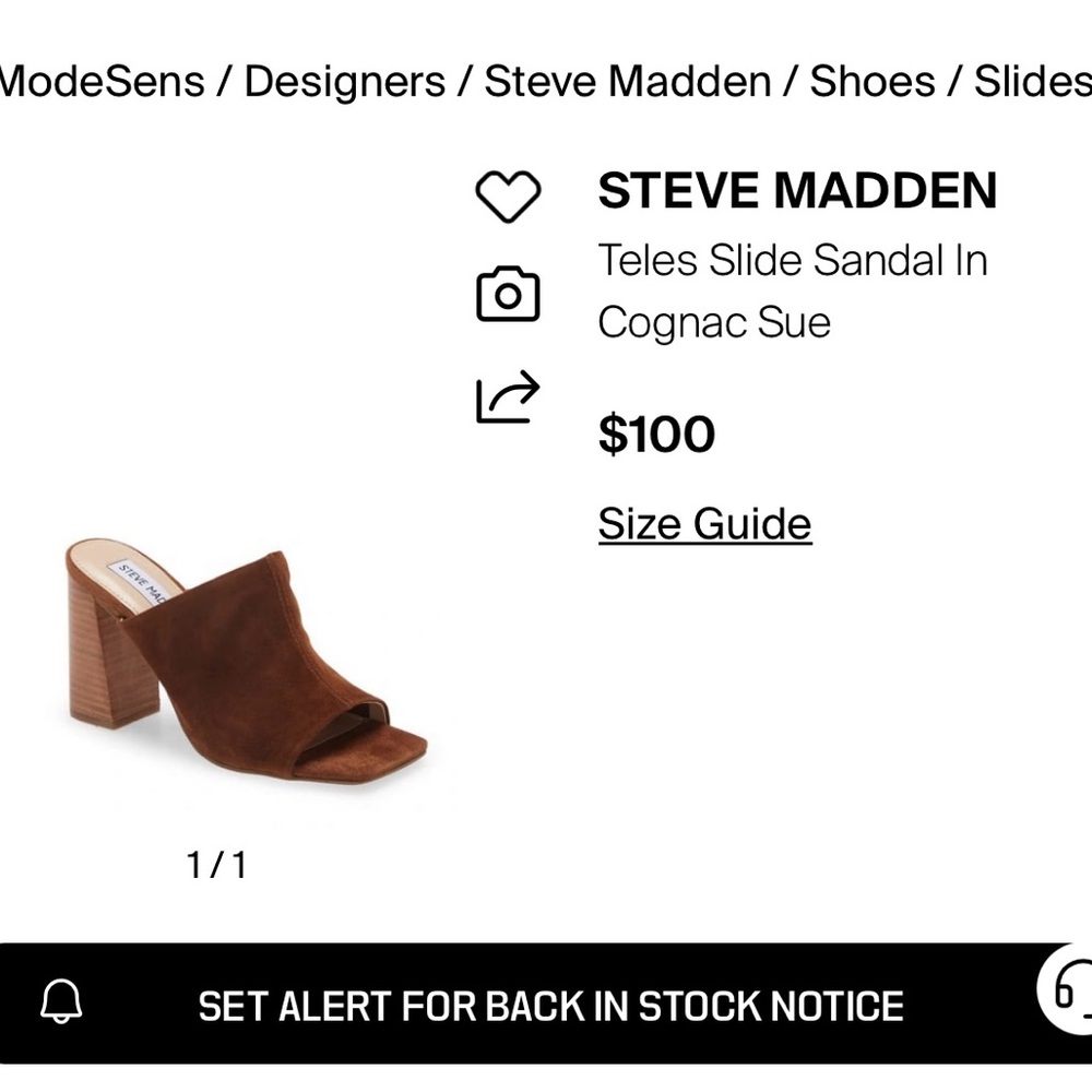 Steve Madden Cognac Suede Mules